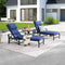 Festival Depot 3 Pieces Patio Outdoor Chaise Lounge Chairs with Cushions Set with Coffee Table Premium Fabric Metal Frame Furniture Garden Bistro Soft Backrest (Khaki)