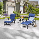 3 Piece Outdoor Lounge Set with Cushioned Adjustable Recline Chaise Chairs and Coffee Table