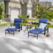 Festival Depot 3 Pieces Patio Outdoor Chaise Lounge Chairs with Cushions Set with Coffee Table Premium Fabric Metal Frame Furniture Garden Bistro Soft Backrest (Khaki)