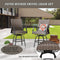Festival Depot 2 Pcs Patio Bar Height Stools Rattan Wicker High Back 360° Swivel Chairs Patio Dining Chairs All-Weather Metal Outdoor Furniture with Soft Seat Cushion for Bistro Lawn Garden Pool