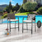 Festival Depot Wicker Bar Stools Patio Rattan Bistro Height Chairs Furniture Set with Beige Cushions, Footrests, Armrests, Metal Frame for Deck Poolside Porch Backyard