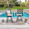 Outdoor 360° Swivel Bar Chairs with High Hollowed-Out Chair Back, Metal Frame and Removable Beige Cushions