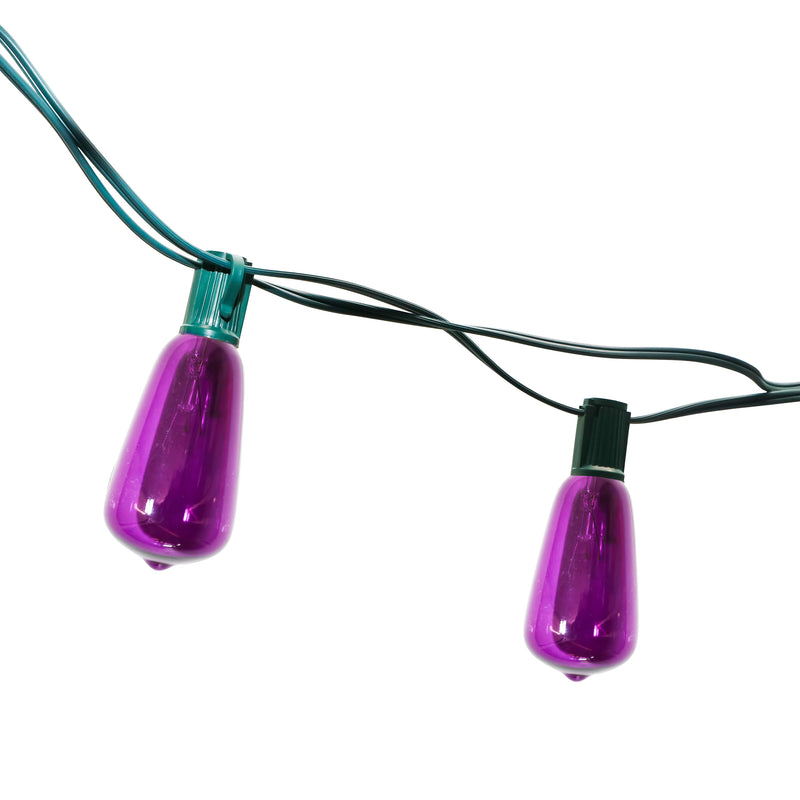 2 Set of Silvering Glass ST40 Bulb String Lights and 2 Set of Purple Glass ST40 Bulb String Lights