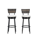 Bar Stool with Thick Cushion Round Seat, 360° Swivel Bar Chair Metal Frame and Foot Pedals