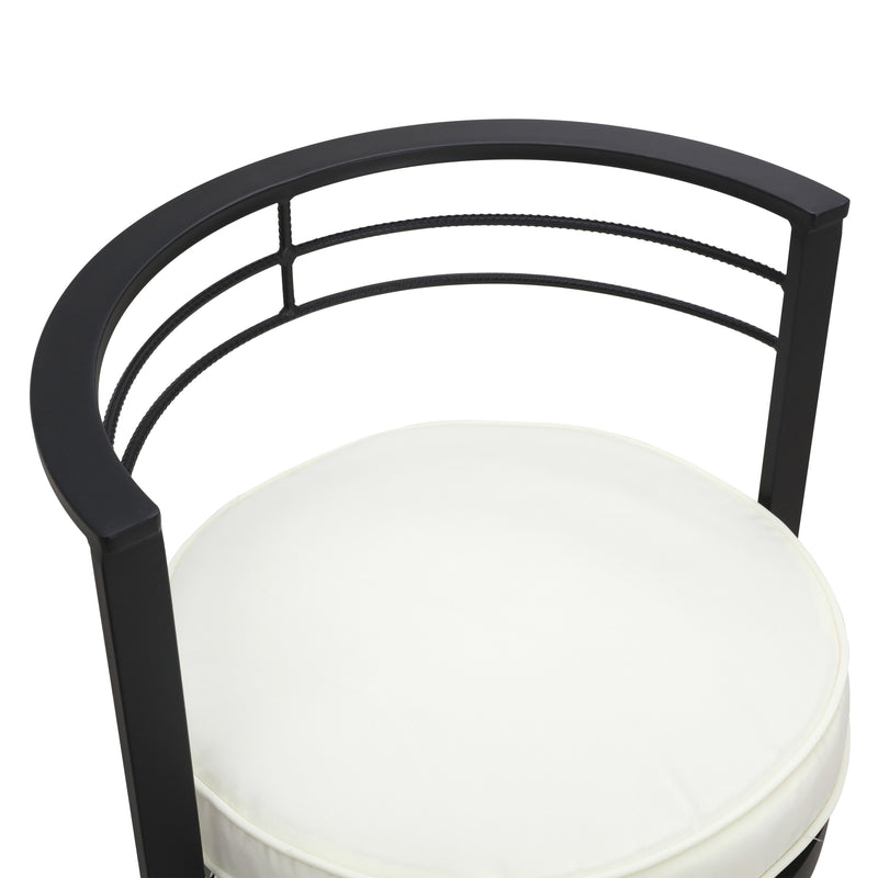 Beige Outdoor 360° Swivel Bar Chairs with Removable Thick Cushion & Black Metal Frame