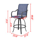 2 Piece Blue Bar Height 360° Swivel Chairs Patio Textilene Dining Chairs for Outdoor Bistro Elegance